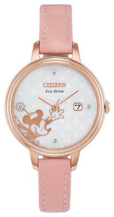 Minnie Mouse | Citizen Luxury Designer Pink Watches, Watches Women Poka Dots, Minnie Mouse Pink Women, Designer Luxury Pink Watch, Eco Drive Watches, Pink Watch, Citizen Eco, Citizen Watch, Eco Drive