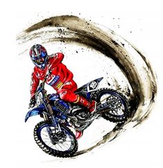 a drawing of a person on a dirt bike in the middle of a jump,