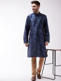 Vastramay Mens Blue Silk Blend Kurta Blue And Rose Gold, Full Sleeve Top, Kurta Pyjama, Gold Silk, Sleeves Top, Churidar, Hot Outfits, Pyjama Set, Top Fabric