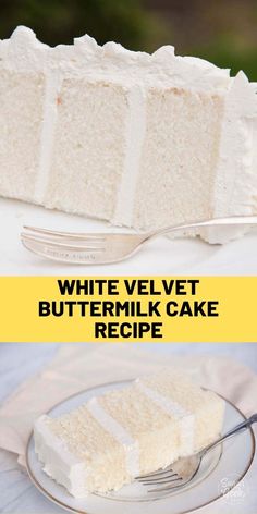 white velvet buttermilk cake recipe on a plate