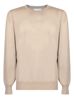 Elegant and refined, this Brunello Cucinelli sweater is crafted from a luxurious blend of cashmere and silk, providing sublime comfort and a timeless look.Composition: 70% Cashmere, 30% Silk Luxury Beige Long Sleeve Tops, Luxury Long Sleeve Beige Top, Luxury Fine Knit Crew Neck Tops, Elegant Long Sleeve Cashmere Sweater, Elegant Wool Sweater For Formal Occasions, Luxury Beige Sweater For Workwear, Luxury Beige Sweater For Work, Formal Fine Knit Merino Wool Sweater, Elegant Cashmere Crew Neck Top