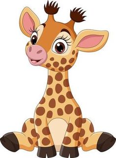 a cartoon giraffe sitting down on the ground