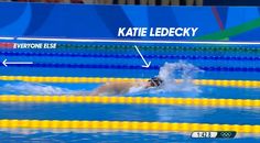 an olympic swimming pool with the words kate ledecky on it