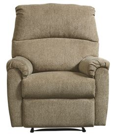 the reclining chair is upholstered and ready to be used in any room