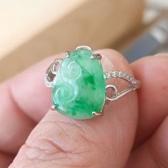 My shop, all the products come from different mining areas in Burma. Naturally formed jewel-grade jadeite, they are very beautiful. All products in our shop are natural jade, beads will have fine stone lines, which is normal.Support global testing products Gem Size:10.7mm*8.3mm*2.4mm Ring weight:2.24g Packing:Gift Box The color of the jade jade in Myanmar is different because of the customs of the region, and the subdivision method is slightly different. In the jade kingdom of Myanmar, the jade Fine Green Jade Jewelry, Green Jade Rings With Natural Stones, Fine Jewelry Jade Ring As Gift, Jade Gemstone Ring Jewelry, Green Jade Jewelry For Anniversary, Fine Jewelry Jade Ring For May Birthstone, Green Emerald Ring With Natural Stones For Anniversary, Green Chrysoprase Fine Jewelry, Green Jade Gemstones For Jewelry Making