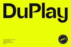 the words duplay written in black on a yellow background