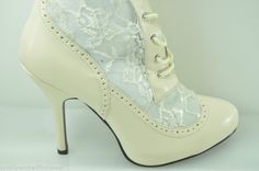 PLUS SIZE WIDE WIDTH VICTORIAN LACE ANKLE BOOT WEDDING SHOE 7 - 13  WHITE  BLACK Elegant Fitted Booties With Closed Toe, Elegant Fitted Closed Toe Booties, Fitted Round Toe Heels With Laces, Formal Wedding Shoes With Lace Trim And Closed Toe, Fitted Lace-up Boots With 4-inch Heel, Lace-up Boots With 4-inch Heel And Fitted Design, Fitted Booties With Reinforced Heel And Closed Toe, Formal Closed Toe Boots, Elegant Heels With Lace Trim And Round Toe