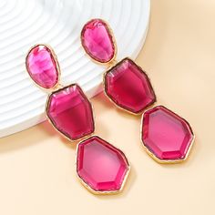 Material: Alloy Fashion Element: Line Style: INS Style Bohemian Party, Punk Earrings, Multicolor Earrings, Transparent Resin, Party Rings, Earring For Women, Party Earrings, Geometric Pendant, Three Layer