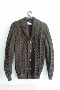 This listing is for a hand knit/handmade warm wool blend , shawl collar cable men's sweater/cardigan clasped on five buttons. The cardigan was made for custom orders only! Available colors are black, gray, navy, jeans-blue, chocolate -brown. S 36-37 92-95 M 38-40 96-101 L 40-42 101-106 XL 42-44 106-111 For better fitting , please provide the following measurements: Chest, waist, bicep circumferences length of the cardigan, length of the sleeve from underarm to wrist, your T shirt size. The proce Wool Sweater With Shawl Collar And Knitted Detail, Winter Cable Knit Sweater With Shawl Collar, Classic Hand Knitted Sweater For Winter, Blue Chocolate, Beautiful Sweater, Navy Jeans, Blue Wool, Shawl Collar, Men's Sweater