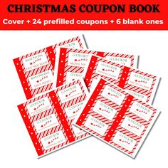 christmas coupon book with red and white striped coupons