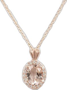 Rose Gold Diamond Halo Necklace, Timeless Rose Gold Diamond Pendant Necklace, Oval Rose Gold Diamond-cut Necklace, Elegant Rose Gold Diamond-shaped Necklace, Elegant Morganite Halo Jewelry, Rose Gold Necklace Simple, Morganite Necklace, Morganite Pendant, Necklace Everyday