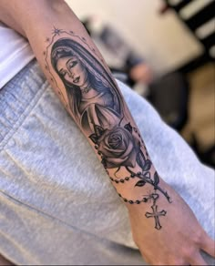 Side Hand Tattoos Cover Up, Arm Drawing Tattoo, Rosery Tattoos Hand, Tattoo Ideas Inner Forearm, Special Needs Tattoo, Fore Arm Tattoo Ideas, 214 Tattoo, Junior H Tattoos, Hail Mary Tattoo