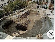 an open pit is shown with measurements for it