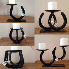 four different angles of a candle holder