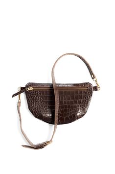 Sling Bag, Espresso Croco – ABBY ALLEY Head Phones, Basket Tote, Travel Wear, Chic Bags, Urban Chic, Woven Bag, Sling Bag, Hands Free, Embossed Leather