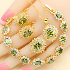 Luxury Green Peridot Gold Plated Jewelry Sets for Women Earrings Necklace Pendant Ring Bracelet Wedding Gift Quality: AAA Length of Bracelet: 18cm + 2cm Length of Necklace: 45cm + 5cm USA Ring Size: 6# 7# 8# 9# 10# Fit For: Girlfriend Mother Daughter Wife Jewelry Sets Type: Bridal Jewelry Sets Brand Name: WPAITKYS Model Number: 3256804983838375 Style: Classic Metals Type: silver Certificate: no Origin: Mainland China Main Stone: Peridot Gender: Women Item Type: jewelry sets Occasion: ENGAGEMENT Side Stone: CRYSTAL Fine or Fashion: Fine Shape\pattern: Flower Metal Stamp: 18k Luxury Green, Wife Jewelry, Silver Certificate, Pendant Ring, Bracelet Wedding, Women Earrings, Pattern Flower, Classic Metal, Green Peridot