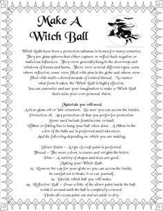 Book of Shadows: #BOS Make A Witch Ball 1 page. Witchcraft Spell Books, Book Of Shadow