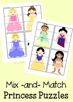 the princesses match up with each other to make their own matching puzzles for kids