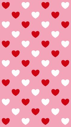 red and white hearts on a pink background