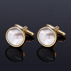 French Mother-of-pearl Inlaid Cufflinks Cufflinks Men Classic, Gold Cufflinks Men, Pearl Cufflinks, Denim And Diamonds, Gold Cufflinks, Cufflinks Wedding, Wedding Suits Men, Copper Material, Cufflinks Men