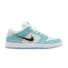 Find NIKE April Skateboards X Dunk Low Sb 'turbo on Editorialist. The April Skateboards x Nike Dunk Low SB ‘Turbo Green’ dresses the retro model in an airy white mesh upper, accented with a chrome Swoosh and fortified with suede overlays in a bright teal finish. White leather is utilized on the toe box and back tab, marked with April and Nike SB branding across the left and right shoe. ‘April’ is stamped on the lateral heel, while each tongue tag displays mismatched Nike SB and April logos. Underfoot, a translucent rubber outsole reveals a unique floral graphic. Nike Skate Shoes With Gum Sole For Skateboarding, Nike Urban Skate Shoes, Nike Urban Skate Shoes For Skateboarding, Urban Nike Skate Shoes For Skateboarding, Nike Skate Shoes With Gum Sole For Light Sports, Nike Low-top Skate Shoes For Skateboarding, Nike Skate Shoes With Boost Midsole, Nike Skate Shoes With Boost Midsole For Skateboarding, Nike Sporty Skate Shoes