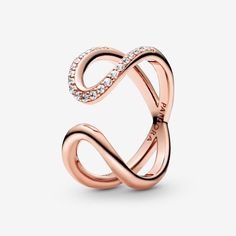 Pandora Wrapped Open Infinity Ring - Size 4.5 | Gold | 188882C01-48 Daisy Flower Crown, Infinity Rings, Pave Setting Ring, Heart Engagement, Rose Gold Plated Ring, Princess Ring, Princess Tiara, Infinity Ring, Silver Crown