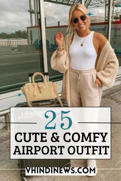 25 BEST CUTE & COMFY AIRPORT OUTFIT IDEAS 2024 - TRAVEL OUTFITS 189 Cute Comfy Travel Outfits, Brown Joggers Outfit, Plane Outfit Airport Style Comfy, Airport Style Comfy, Plane Outfit Airport Style, Long Beige Coat, Pink Sweatsuit, Airport Outfit Ideas