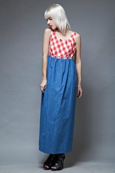 gingham maxi dress red white blue gingham plaid dress Spring Gingham Sleeveless Maxi Dress, Spring Cotton Empire Waist Dress, Spring Empire Waist Cotton Dress, Spring Cotton Dress With Empire Waist, Spring Retro Gingham Dress, Retro Cotton Plaid Dress, Retro Plaid Summer Dress, Retro Plaid Cotton Dress, Casual Cotton Maxi Dress For Picnic