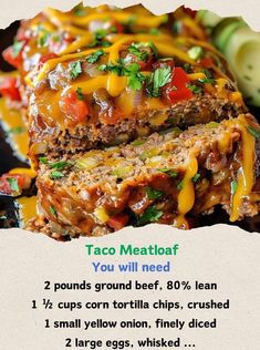 taco meatloaf recipe with instructions on the side