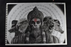 a pencil drawing of three monkeys and a man's face with the words lord rama written on it