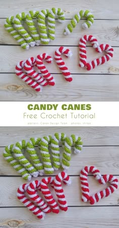 candy canes are arranged in the shape of christmas trees