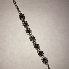 New Without Tags. 7.5” Long. Stainless Steel Antique Garnet Jewelry, Silver Red Jewelry, Gothic Silver Jewelry, Garnet Necklace Silver, Vampire Jewelry Aesthetic, Vampire Jewelry, Jewelry Lockets, Dope Jewelry, Red Jewelry