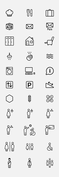 the different types of food and drinks icons are shown in black on a white background