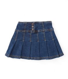 From Hippie Girl&#x2C; this skirt features: Denim fabricMid rise Elastic waist3-Button front design Above knee lengthPull-on stylingPleated silhouetteCotton/polyester/rayon/spandex denimMachine wash/tumble dryImported. School Denim Skirt With Pockets, 90s Png Clothes, Pleated Jean Skirt, Above Knee Skirt, Cool Skirt, Denim Mini Skirts, Flared Denim Skirt, Denim Pleated Skirt, Pleated Denim Skirt