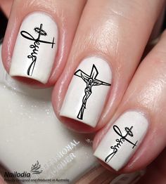 Flamingo Nails, Cross Nails, Jesus Cross, Water Transfer, Hard Gel, Soak Off Gel