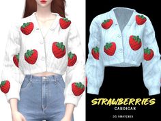 an image of a woman with strawberries on her sweater