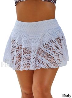 Fisdy - Braguita de bikini con faldón de encaje de ganchillo y diseño contemporáneo Light Beach, Skirt Swimsuit, Beach Activities, Beach Skirt, Needle Lace, Beach Time, Lace Edging, Plus Size Swimwear, Swim Bottoms