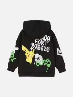 Boys Black Pokémon Graphic Hoodie | Primark Playful Graphic Print Hoodie Sweatshirt, Hooded Character Print Top For Streetwear, Hooded Top With Character Print For Streetwear, Winter Sporty Hoodie With Graffiti Print, Trendy Long Sleeve Hoodie With Character Print, Sporty Winter Hoodie With Graffiti Print, Winter Cartoon Print Hoodie For Streetwear, Casual Sports Hoodie With Character Print, Character Print Long Sleeve Hoodie For Sports