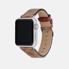 Made exclusively for use with the 38mm and 44mm Apple Watch® this tan strap is crafted of our Signature canvas and secures with stainless steel hardware. | Coach Apple Watch® Strap, 38 Mm And 40 Mm - Tan Classic Outdoor Watch Bands With Leather Strap, Classic Leather Strap Watch Band For Outdoor, Classic Outdoor Watch Band With Leather Strap, Classic Outdoor Leather Strap Watch Band, Modern Apple Watch Band For Outdoor, Everyday Brown Watch With Bracelet Strap, Brown Everyday Watch With Bracelet Strap, Modern Brown Watch Accessories For Everyday, Timeless Brown Watch Accessories For Outdoor