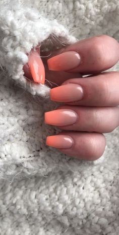 ombre fall nails ideas Short Ombre Nails Orange, Orange Ambre Nails, Ombré Nails Orange, Colorful French Tips Square, Rust Ombre Nails, Ombré Nails Fall, Nude Orange Nails, Nails Ombre Orange