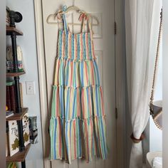 Nwt Tiered Striped Maxi Dress By Aaron And Amber. Women’s Size S. Smocked Top, Adjustable Tie Straps, Breezy Skirt. Casual Multicolor Tiered Sundress, Casual Multicolor Sundress For Daywear, Casual Striped Sundress For Brunch, Striped Maxi Dress, Smocked Top, Striped Maxi, Striped Maxi Dresses, Smocking, Amber