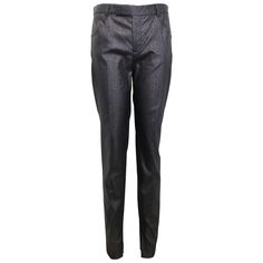 - Gucci by Tom Ford black metallic and glittery skinny pants from 1997 collection. - Inside legs slit hem. - Size 44 Italy. - Height: 104cm I Waist: 70cm. Gucci Trousers, Black Silk Jumpsuit, Tom Ford For Gucci, Gucci By Tom Ford, Carrot Pants, Gucci Brand, Metallic Pants, Belted Pants, Gucci Black