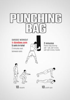 an exercise poster showing how to use the punching bag