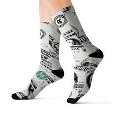 THEBLENQ ALL OVER 100 Print Sublimation Socks These high-quality socks with sublimated print provide optimum comfort with style wherever one might go - a subtle accent to complement an office look or an eye-catching statement for an extravagant outfit.  NB! Dark color prints tend to make the side-seams more noticeable. .: 95% Polyester, 5% Spandex .: 3 different sizes .: Ribbed tube .: Cushioned bottoms .: NB! Printed with flat sublimation method. Color discrepancy can be seen on side seams Sublimation Socks, Halloween Socks, Matching Socks, T Shorts, Office Look, Dress Socks, Dark Color, Black Rib, Custom Dresses