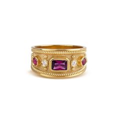 A beautiful Byzantine ring inspired by our Greek ancestors! *real images of the ring, taken by us* Dimensions: 11mm width at the top. Bottom: 5mm width Gemstones: - Simulated Ruby (cubic zirconia) Material: - Sterling Silver (925) - 9K Gold (375) - 14K Gold (585) - 18K Gold (750) *All signet rings are hallmarked on the back for certification* - We offer FREE Worldwide DHL & FedEx Shipping! - Branded DanelianJewelry Gift Box with each order! Our customer service is available 7 days a week. Leave Byzantine Ring, Etruscan Jewelry, Byzantine Rings, Red Ruby, Wide Bands, Ancient Greek, Signet Ring, Rings Statement, Gold Ring