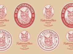 six different types of logos with cats in the middle one has an image of a cat's head on it