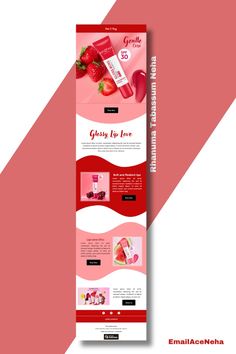 a red and white website design for cosmetics company