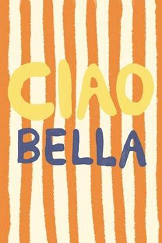 an orange and white striped book cover with the words ciao pella