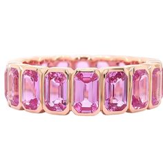 Pink Emerald Ring, Sapphire Eternity Band, Radiant Cut Rings, Pink Emerald, Rings Mens Wedding Bands, Wedding Anniversary Rings, Cookies Decorated, Band Jewelry, Jewelry Repair