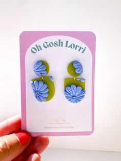 These fun, statement, bold earrings are the perfect accessory to compliment that summer outfit. With a carefully mixed green semi translucent background with a contrasting floral embellishment these beautiful earrings will compliment every outfit. The earrings measure 3cms in length and .5cms in width. All our earrings posts are lead and nickel free making them extremely comfortable for your ears. Each pair of earrings is handmade and unique! I make each pair from start to finish in my small hom Floral Polymer Clay, Floral Embellishment, Clay Dangle Earrings, Bold Earrings, Earrings Unique, Green Earrings, Summer Outfit, Beautiful Earrings, Post Earrings